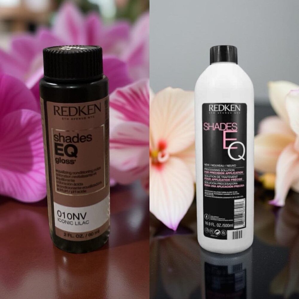 Redken Shade EQ Gloss 2 oz 10NV Iconic Lilac &To Gel Processing Solution 16.9 oz